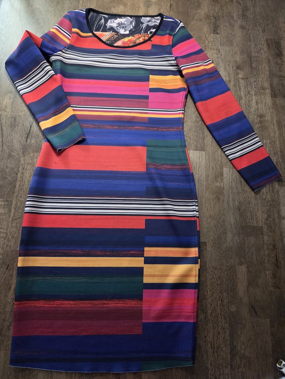 Reversible! Funky Multicolor Striped To Patchwork Time Travel Bodycon Dress